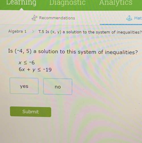 Is (-4,5) a solution to this system of inequalities