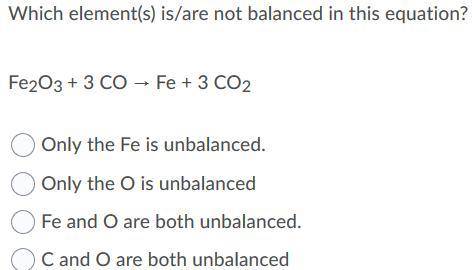 Which element(s) is/are not balanced in this equation?