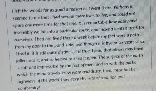Read the following excerpt from an essay by Henry David Thoreau, and write a one-paragraph response