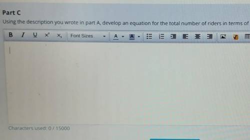 Part C

Using the description you wrote in part A, develop an equation for the total number of rid
