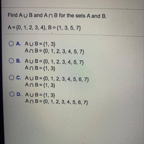 Find the sets for A and B For test