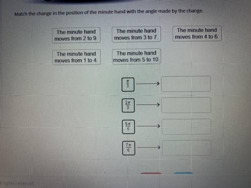 Match the change in the position of the minute hand with the angle made by the change.

The minute
