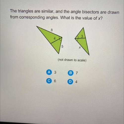 The triangles are similar, and the angle bisectors are drawn from corresponding angles. what is the