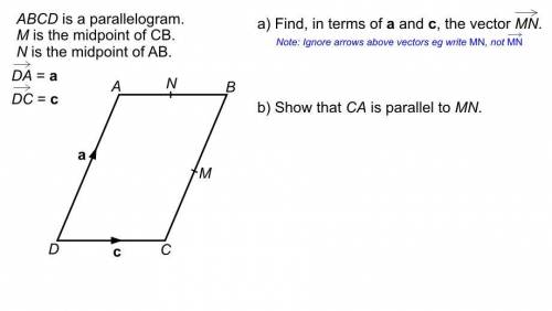 ABCD is a parallelogram.
M is the midpoint of CB
N is the midpoint of AB