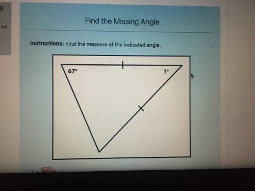 What is the measure of the missing angle and how do i solve????