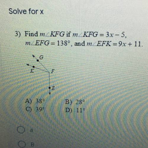 3) Find m for angle KFG answer please