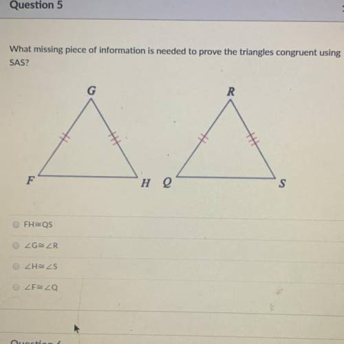 What missing piece of information is needed to prove the triangles congruent using SAS?