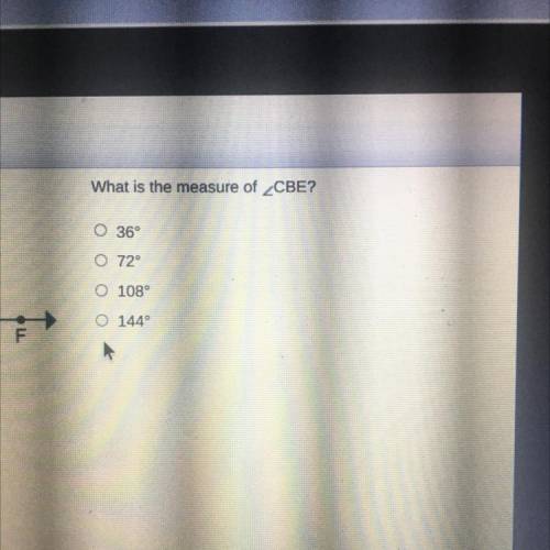 What is the measure of CBE?
O 36°
0 72°
108°
O 144°
