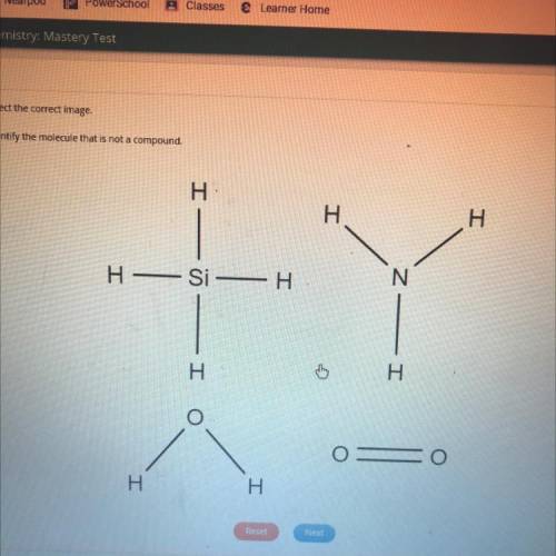 Select the correct image.

Identify the molecule that is not a compound.
Н.
H
H-Si-H
EY
0-
H
H