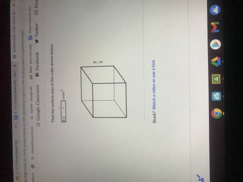 Find the surface area of the cube shown below 2.3