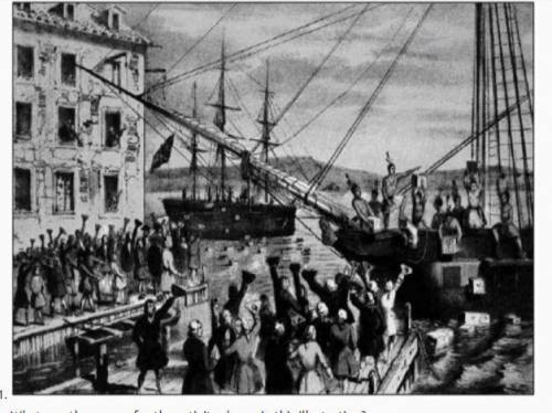 What was the reason for the activity shown in this illustration?

A)Colonists were protesting agai