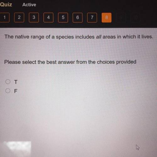 The native range of a species includes all areas in which it lives.

Please select the best answer
