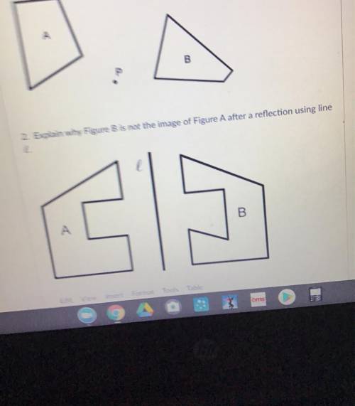 Explain why figure b is not the image of figure a after a reflection using line l .