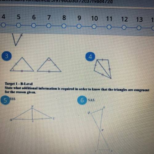 State what additional information is required in order to know that the triangles are congruent

f