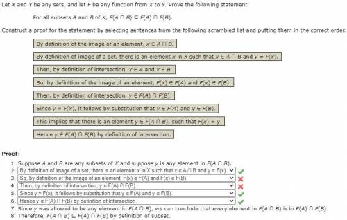 What is the correct answer to the following blanks to prove that for all subsets A and B of X, F(A