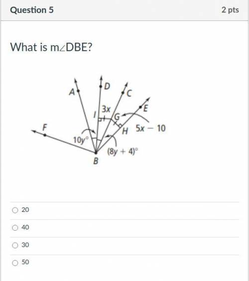 5) What is m∠DBE? Geometry
