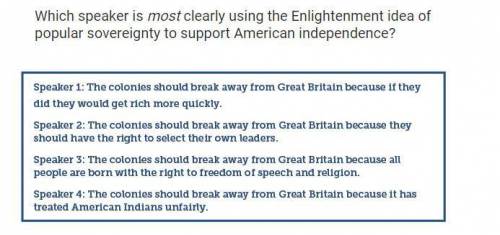 Which speaker is most clearly using the Enlightenment idea of popular

sovereignty to support Amer