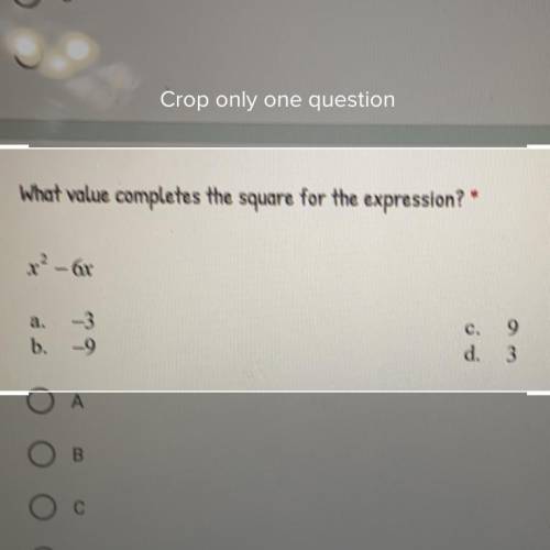 Please help me 
what value completes the square for the expression??