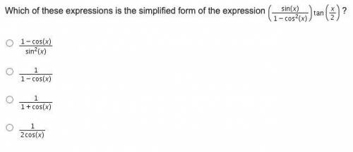 Which of these expressions is the simplified form of the expression (StartFraction sine (x) Over 1