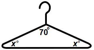 A clothes hanger is in the shape on an isosceles triangle. If the hanger is 70° wide what are the b