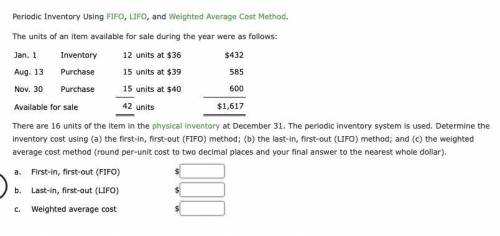 Periodic Inventory Using FIFO, LIFO, and Weighted Average Cost Method.