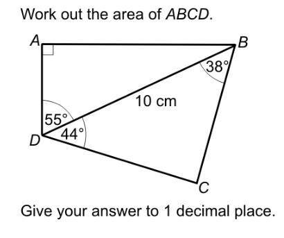 Mathswatch question = work out the area of abcd give your answer to 1 decimal place