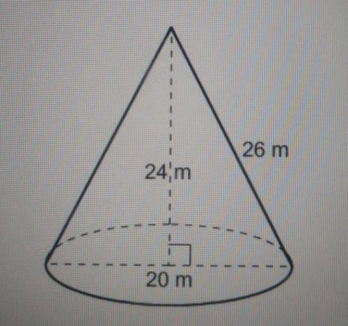 What is the surface area of the cone to the nearest whole number? Use 3.14 for π.

A. 628 m^2 B. 1