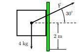 A 4.0 kg block is pushed 2.0 m at a constant velocity up a vertical wall by a constant force applie