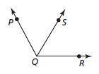 QS−→ bisects ∠PQR and m∠PQS = 63∘.
Find m∠RQS and m∠PQR.
