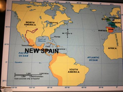 1. Locate the country of Spain and put a star next to it.

2. Locate the new Spain territory and p