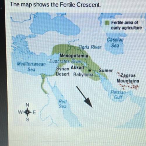 The map shows the Fertile Crescent

Which physical feature is the arrow pointing to on the
map?
Fe