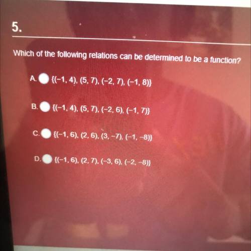 Which of the following relations can be determined to be a function?
A