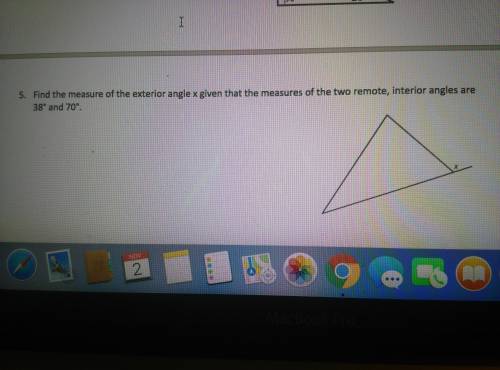 Find the measure of the exterior angle x given that the measure of the two remote interior angles a