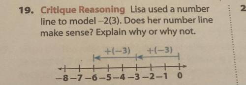 Lisa used a number

line to model -2(3). Does her number line
make sense? Explain why or why not.