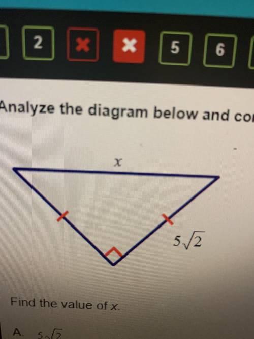 Analyze the diagram below and complete the instructions that follow.

Find the value of x.
Please
