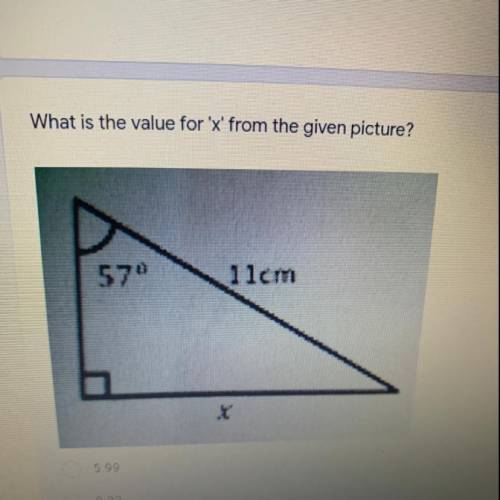 What is the value for 'x' from the given picture?
570
11cm