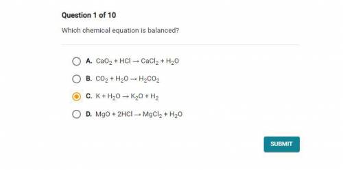 Which Chemical equation is balanced?