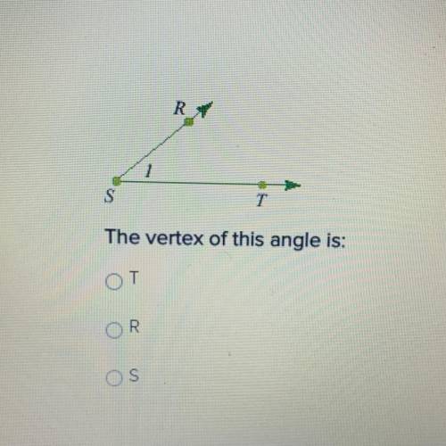 The vertex of this angle is: 
a) T
b) R
c) S