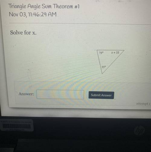 Solve for x.
750
Y+55
550

Submit Answer