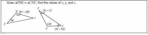 Given PHS=CNF find the value of x, y and Z