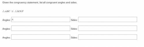 Given the congruency statement, list all congruent angles and sides