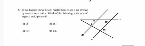 In the diagram shown below, parallel lines m and n are crossed by transversals r and s. Which of th