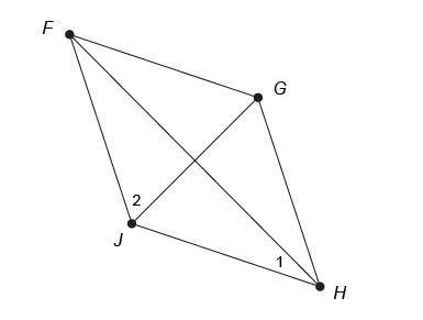 In rhombus FGHJ, m∠1=37°.
What is m∠2?