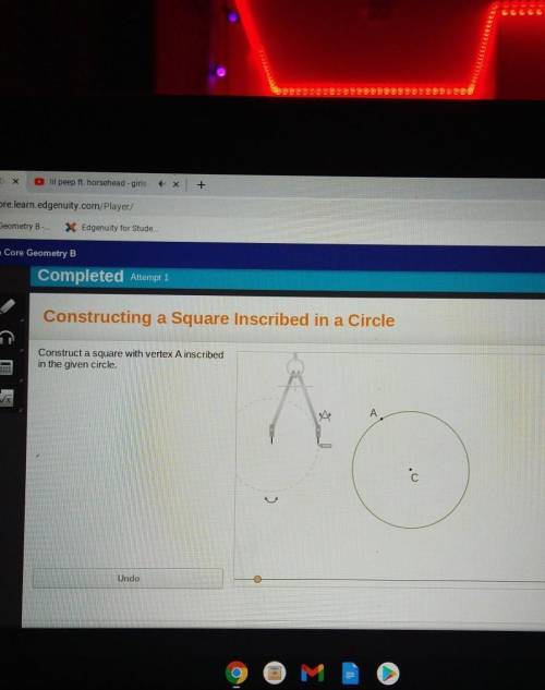 Constructing a Square Inscribed in a Circle

 
directions: Construct a square with vertex A inscrib