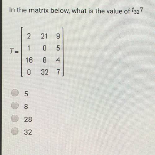 In the matrix below, what is the value of 132?

2
21
7 CO
1
0
TE
16
8
4
0
32
7
5
8
28
32