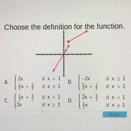 Choose the definition for the function.
(Picture)