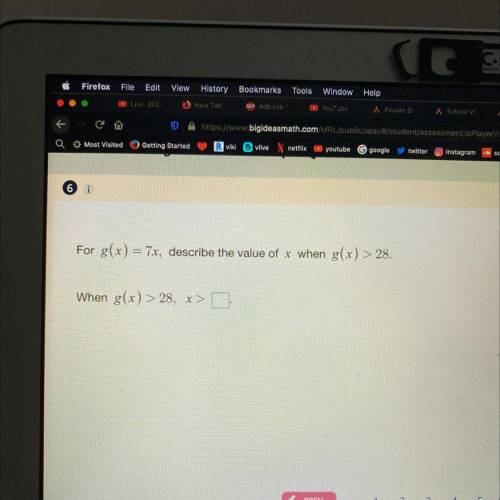 When g(x)>28 what is x?