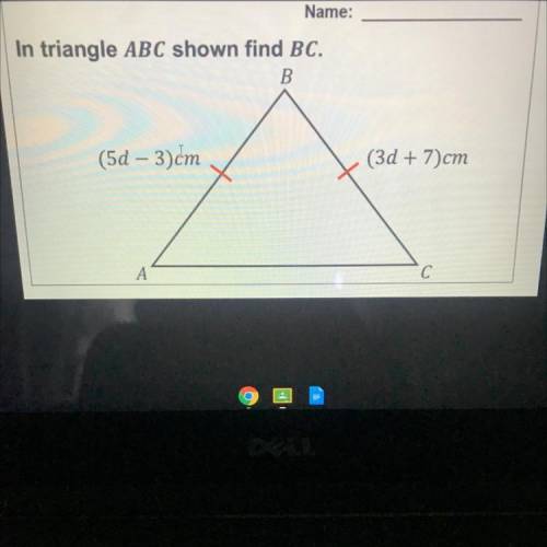 In triangle ABC shown find BC.
