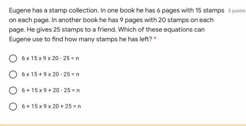 Eugene has a stamp collection. In one book he has 6 pages with 15 stamps on each page. In another b