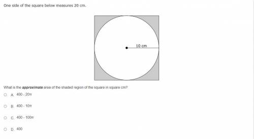 One side of the square below measures 20 cm.You get a brainiest first one answer